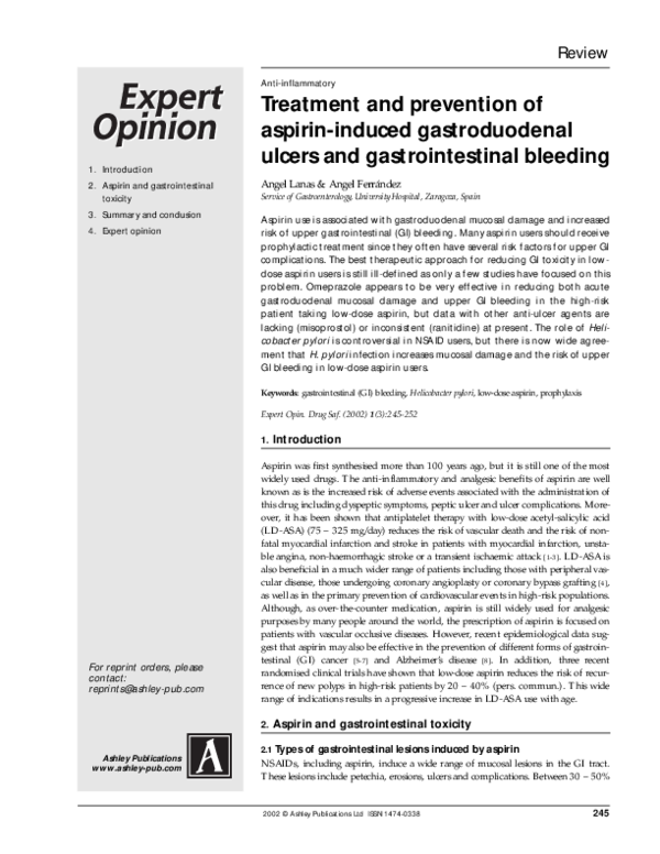 (PDF) Treatment and prevention of aspirininduced gastroduodenal ulcers