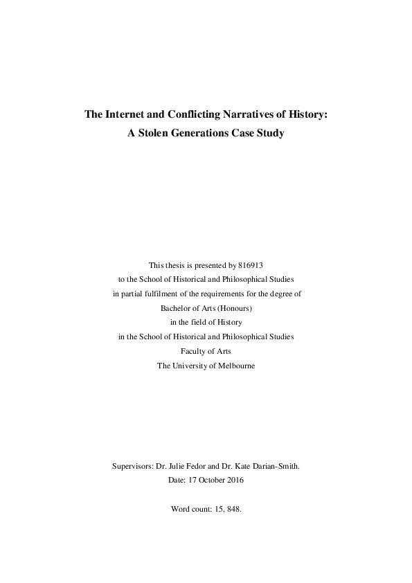 The Internet and Conflicting Narratives of History: A Stolen Generations Case Study