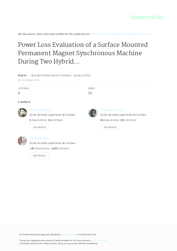 (PDF) Power Loss Evaluation of a Surface Mounted Permanent Magnet ...