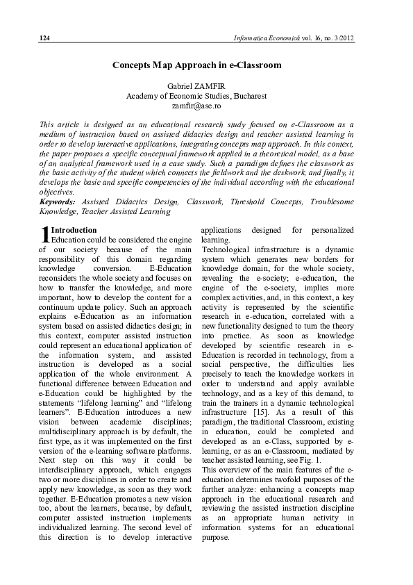 Concepts Map Approach in e-Classroom