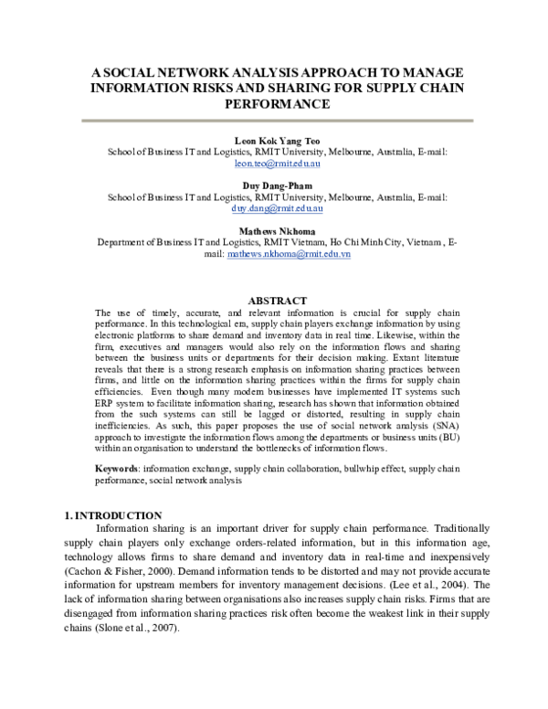 (PDF) A Social Network Analysis Approach to Manage Information Risks ...