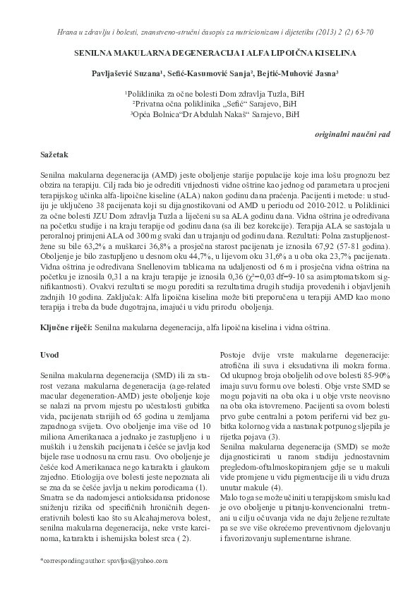 (PDF) Senile Macular Degeneration and Alpha Lipoic Acid Suzana