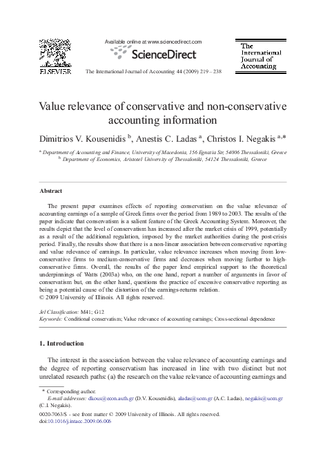 (PDF) Value relevance of conservative and non-conservative accounting ...