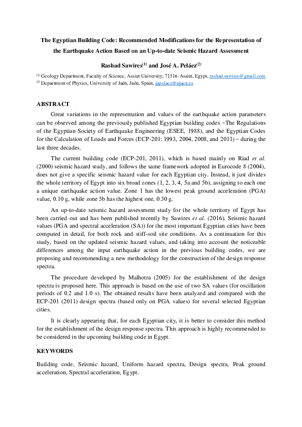 (PDF) The Egyptian building code modifications for the