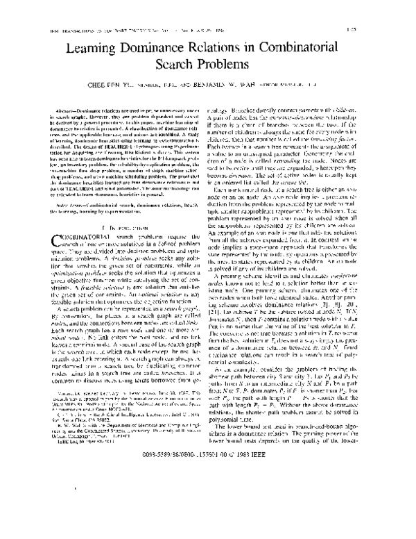 (PDF) Learning Dominance Relations in Combinatorial Search Problems