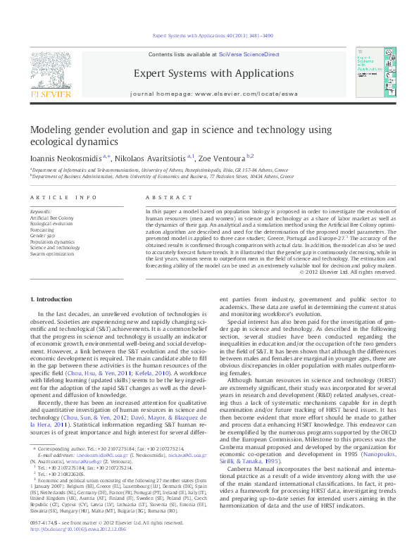 (PDF) Modeling gender evolution and gap in science and technology using ...