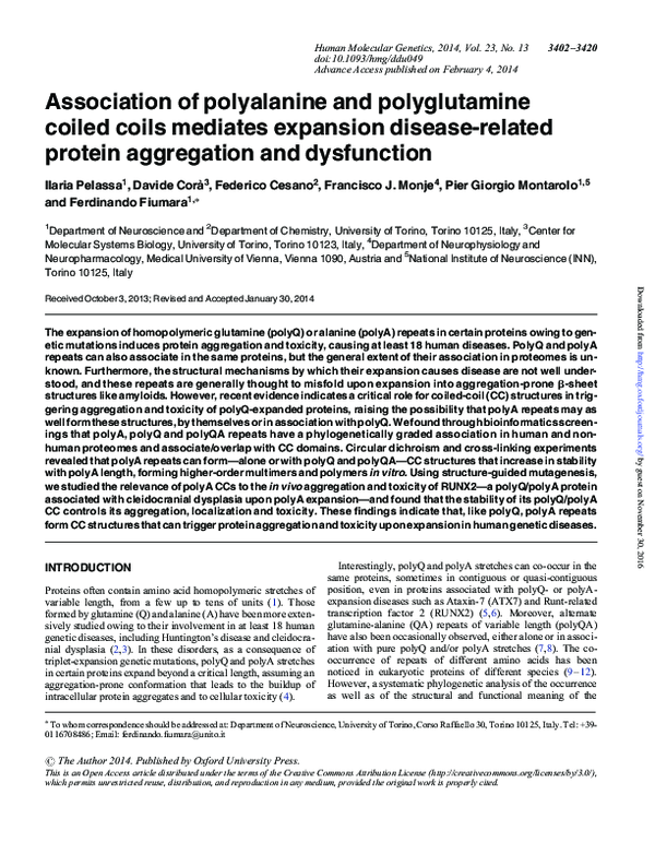 (PDF) Association of polyalanine and polyglutamine coiled coils ...