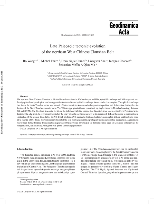(PDF) Late Paleozoic tectonic evolution of the northern West Chinese ...