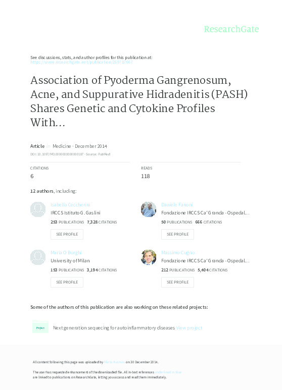 (PDF) Association of Pyoderma Gangrenosum, Acne, and Suppurative ...