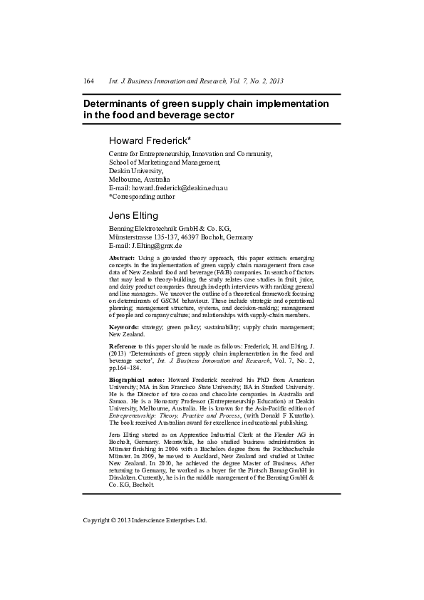 (PDF) Determinants Affecting Green Supply Chain Management in the New