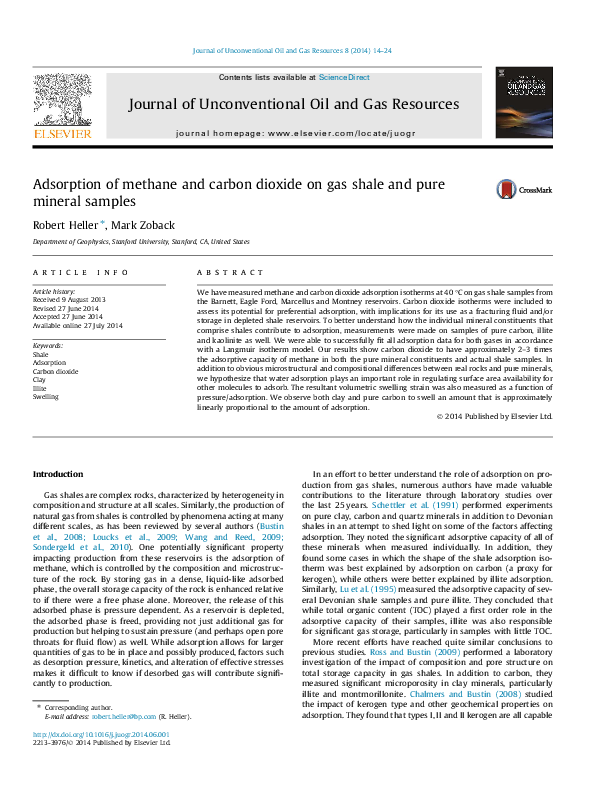 (PDF) Adsorption of methane and carbon dioxide on gas shale and pure ...
