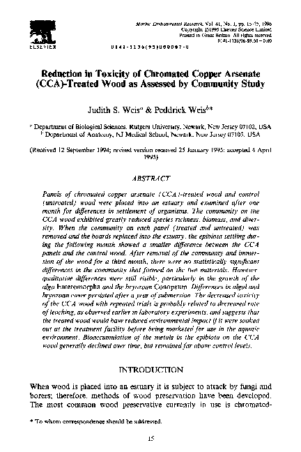(PDF) Reduction in toxicity of chromated copper arsenate (CCA)-treated ...