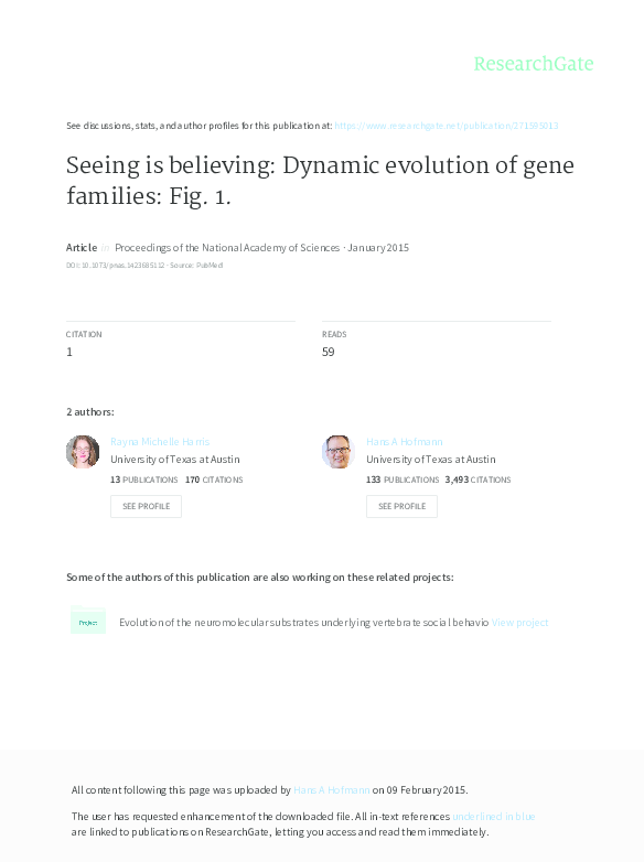 (PDF) Seeing is believing: Dynamic evolution of gene families