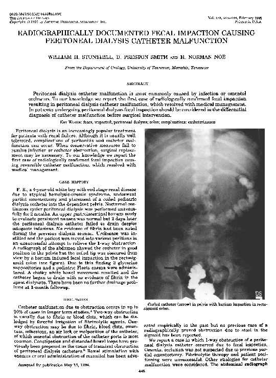 (PDF) Radiographically Documented Fecal Impaction Causing Peritoneal
