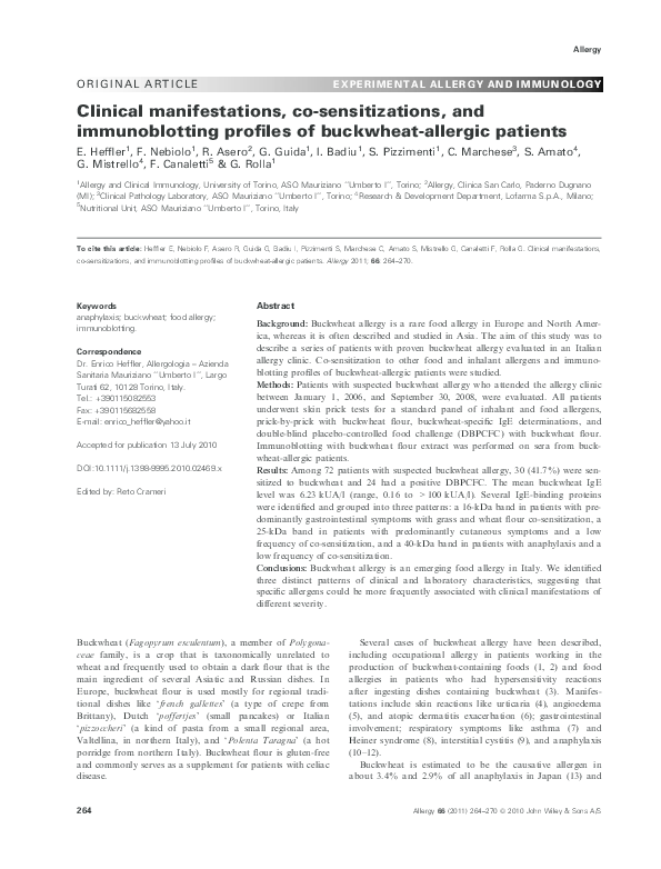 (PDF) ORIGINAL ARTICLE Clinical manifestations, cosensitizations, and