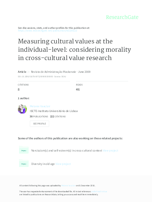 (PDF) Measuring cultural values at the individual-level: considering ...