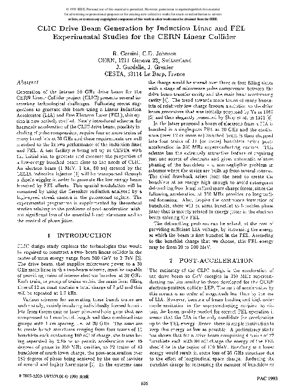 Pdf Clic Drive Beam Generation By Induction Linac And Fel Pdf