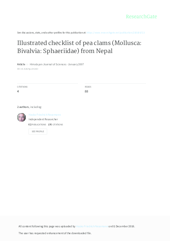(PDF) Illustrated checklist of pea clams (Mollusca: Bivalvia ...