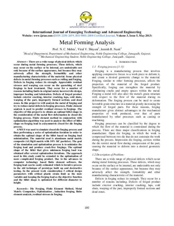 (PDF) Metal Forming Analysis