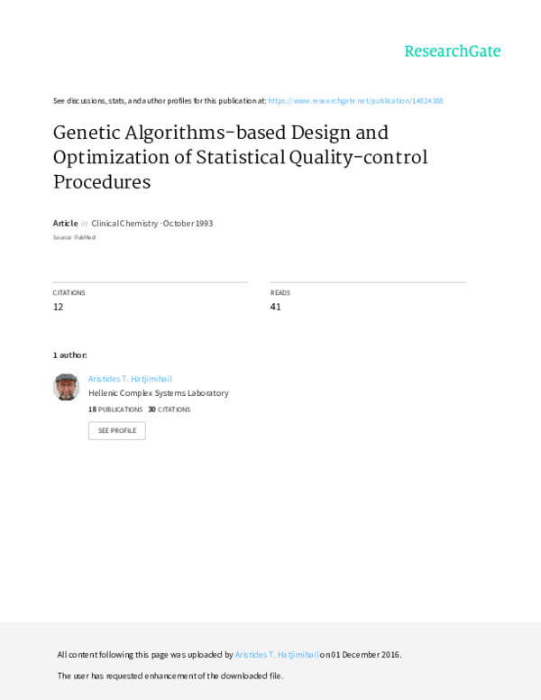 (PDF) Genetic algorithms-based design and optimization of statistical ...