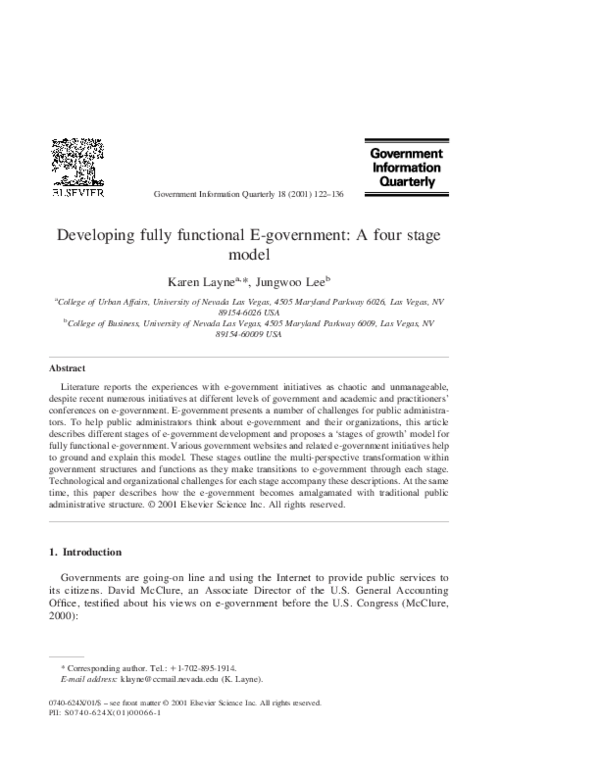 (PDF) Developing fully functional E-government: A four stage model