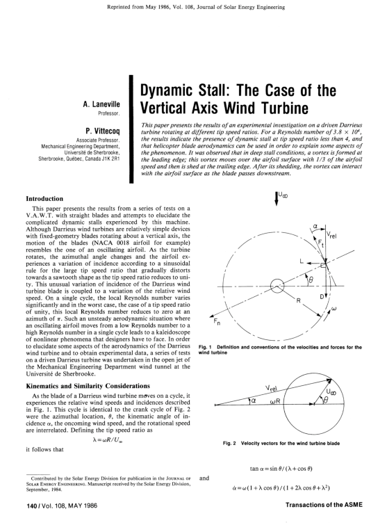(PDF) Dynamic stall - The case of the vertical axis wind turbine