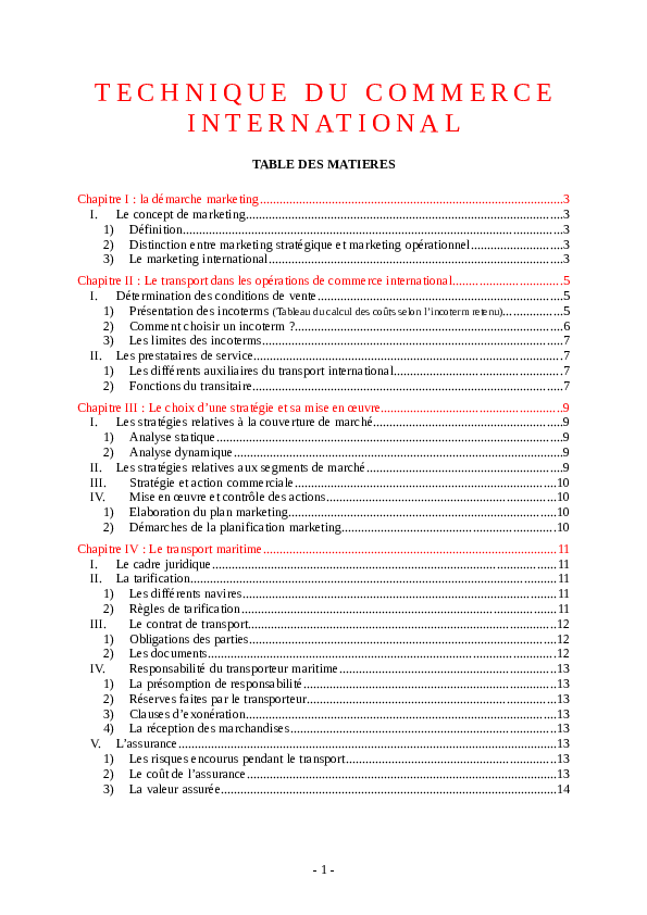 (PDF) Techniques du commerce international