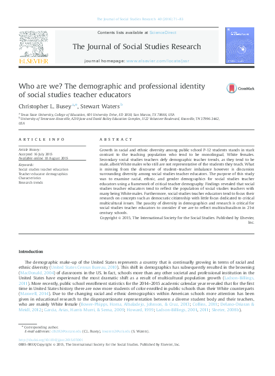 (PDF) Who Are We? The Demographic and Professional Identity of Social ...