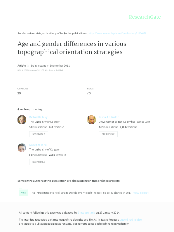 (PDF) Age and gender differences in various topographical orientation ...