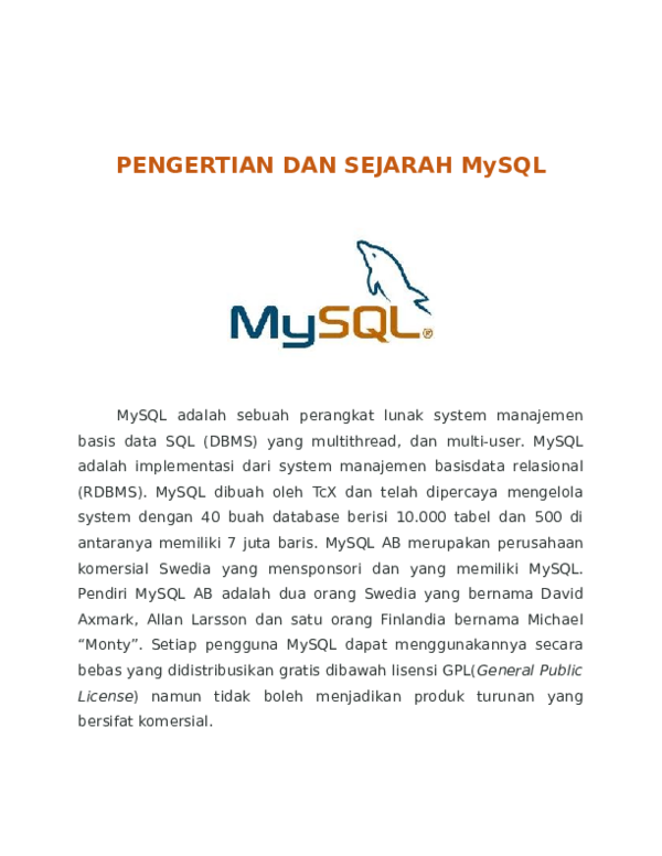 (DOC) PENGERTIAN DAN SEJARAH MySQL.docx