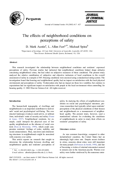 (PDF) The effects of neighborhood conditions on perceptions of safety