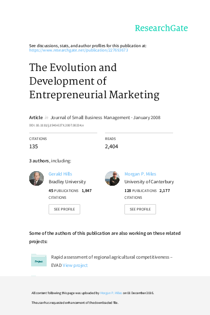 (PDF) The Evolution and Development of Entrepreneurial Marketing