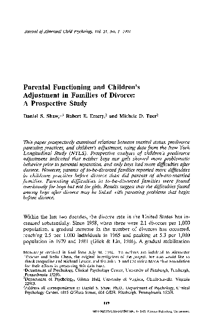 (PDF) Parental functioning and children's adjustment in families of ...