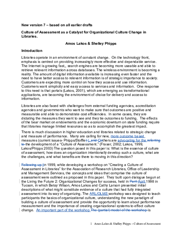 (DOC) Creating a Culture of Assessment A Catalyst for Organizational