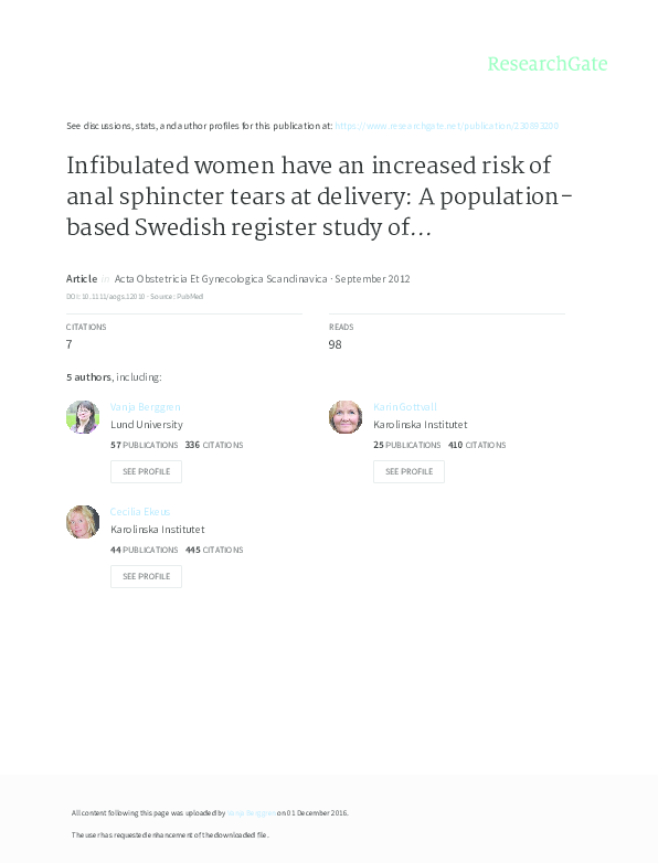 (PDF) Infibulated women have an increased risk of anal sphincter tears ...