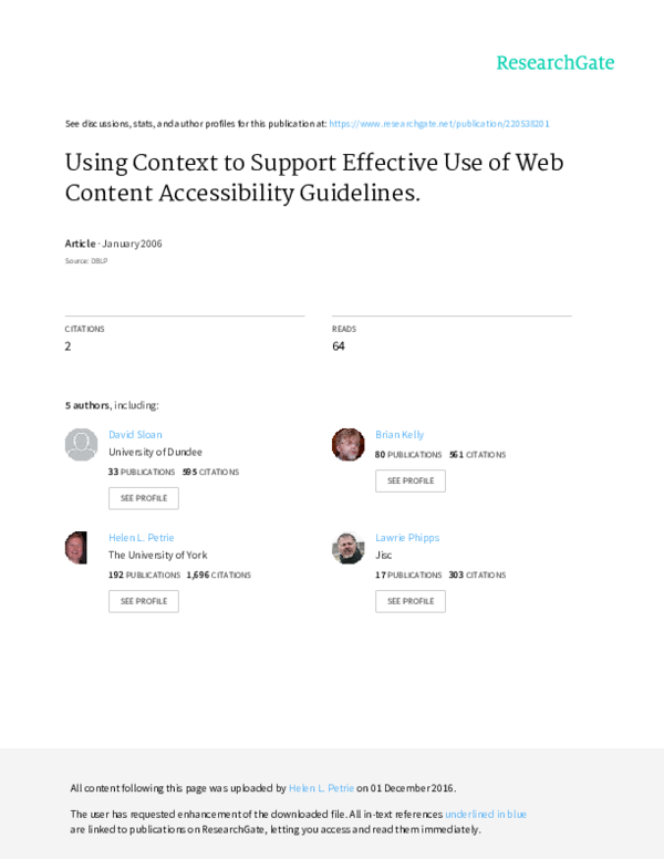 (PDF) Using Context to Support Effective Use of Web Content ...