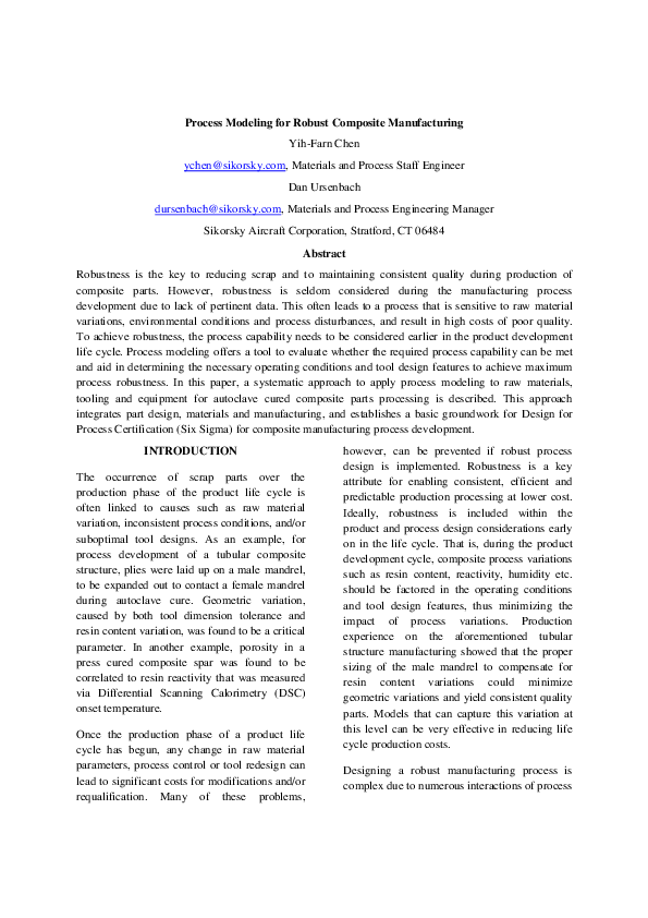 (PDF) Process Modeling for Robust Composite Manufacturing