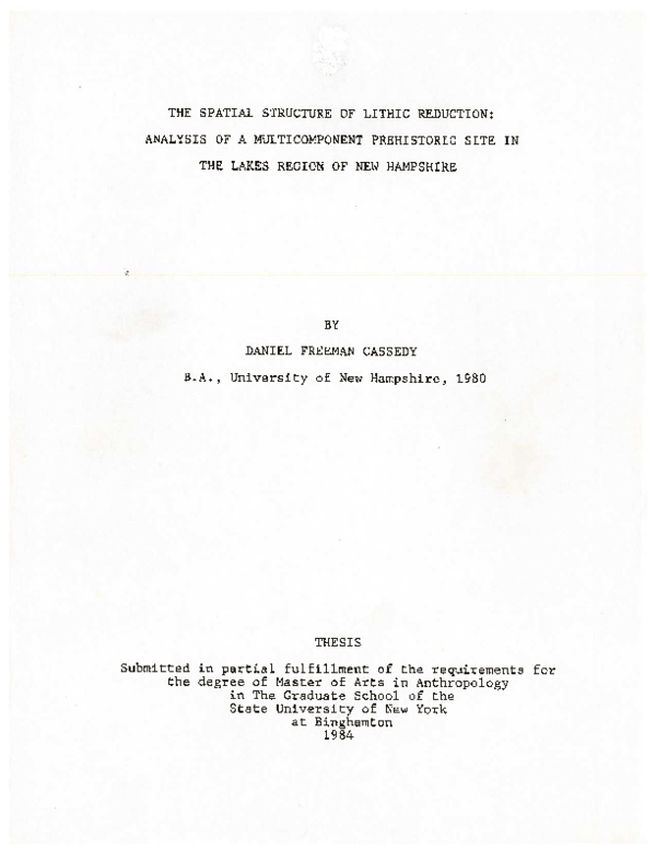 (PDF) The spatial structure of lithic reduction: analysis of a ...