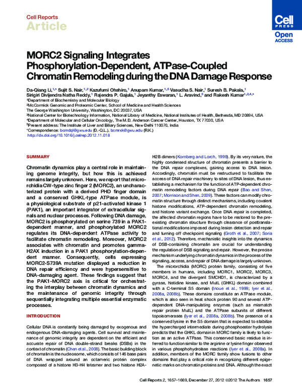 (PDF) MORC2 Signaling Integrates Phosphorylation-Dependent, ATPase ...