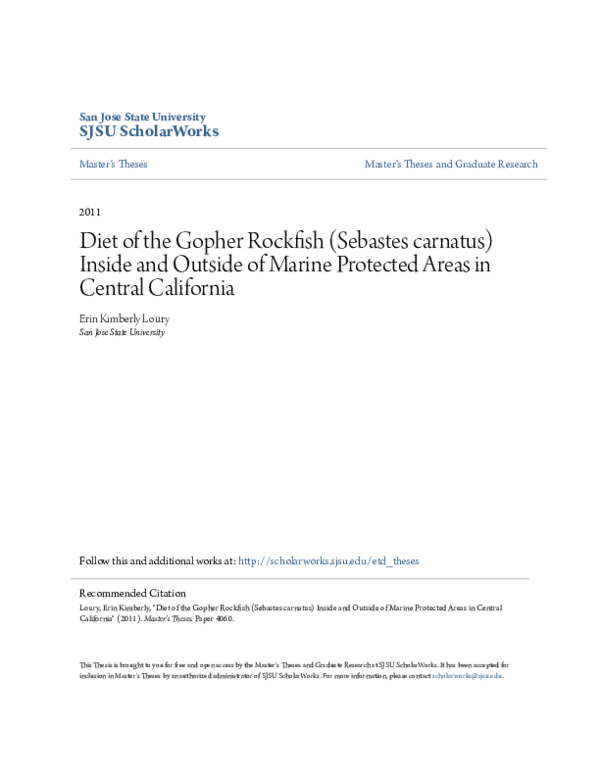 (PDF) Diet of the Gopher Rockfish (Sebastes carnatus) inside and ...