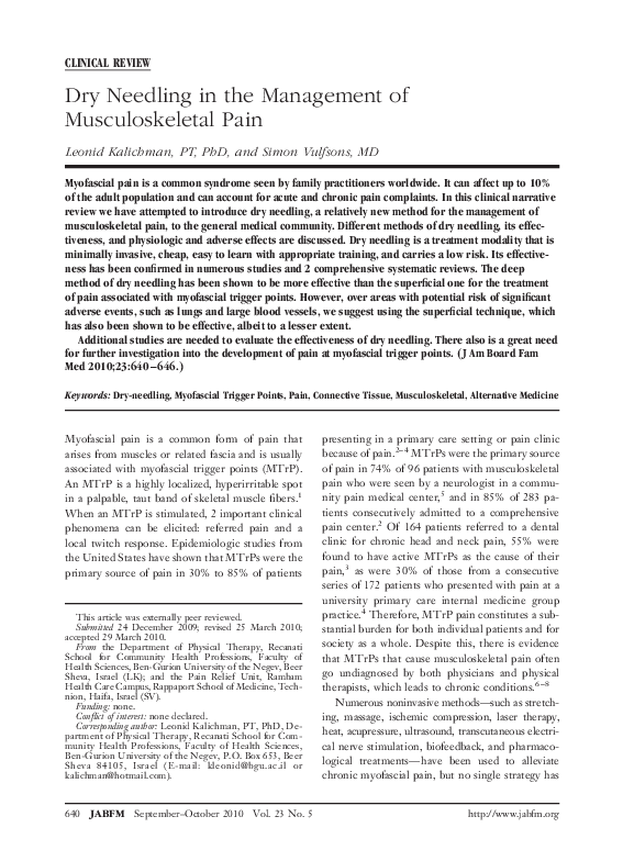 Immediate effects of dry needling picture