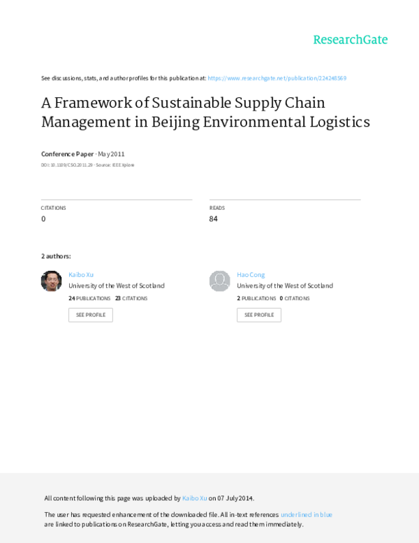 (PDF) A framework of sustainable supply chain management: moving toward ...