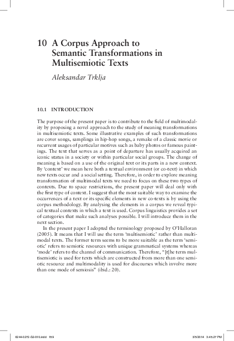 (PDF) A corpus approach to semantic transformations in multisemiotic texts