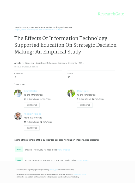 (PDF) The Effects Of Information Technology Supported Education On ...