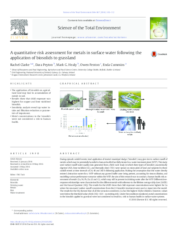 (PDF) A quantitative risk assessment for metals in surface water ...