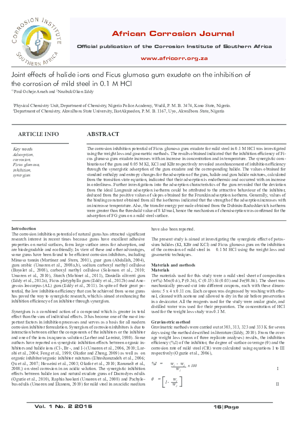 (PDF) Joint effects of halide ions and Ficus glumosa gum exudate on the ...