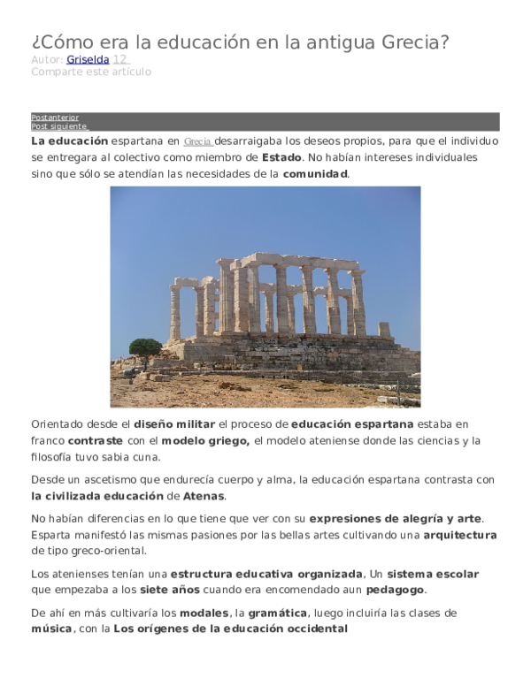 (DOC) Como era la educacion en la antigua Grecia