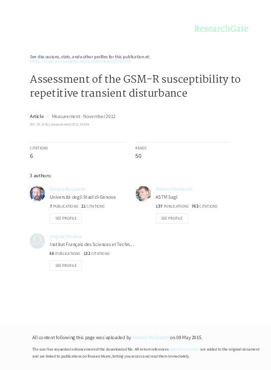 (PDF) Assessment of the GSM-R susceptibility to repetitive transient ...