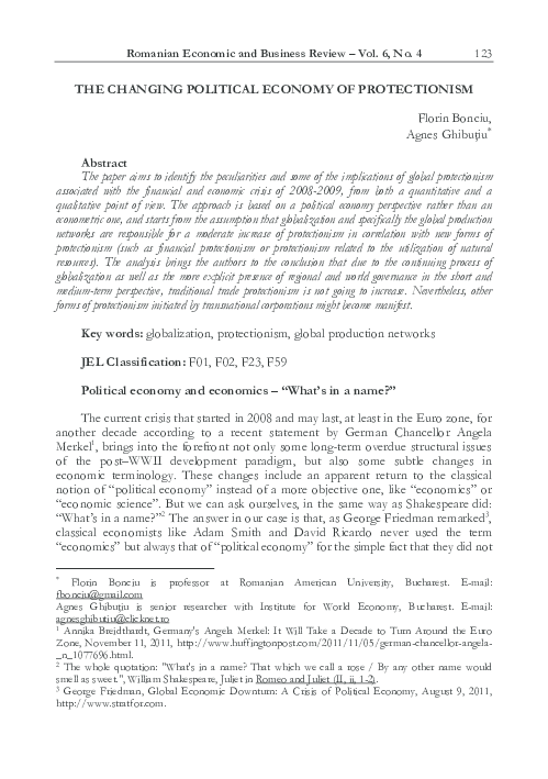 The Changing Political Economy of Protectionism