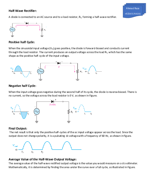 (PDF) HalfWave Rectifier Ahmad Raza Academia.edu